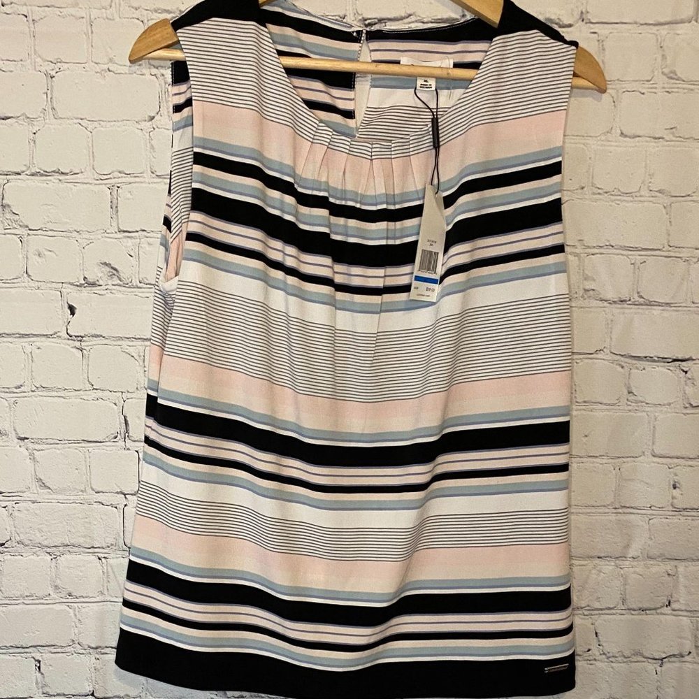 NWT Calvin Klein Sleeveless Navy/Pink Shirt Sz XL